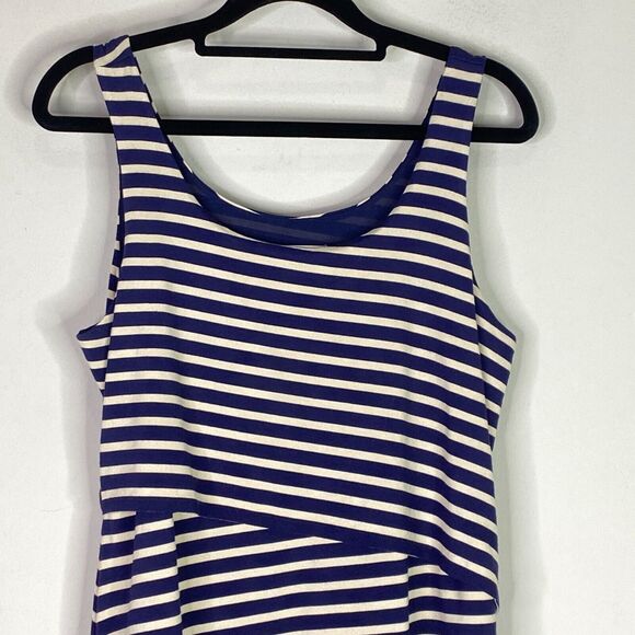 LOFT Asymmetric Sleeveless Striped Tank Dress Women's Size Small - Picture 4 of 8